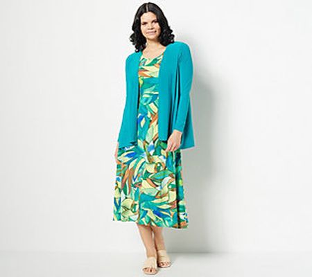 Attitudes by Renee Regular Como Jersey Dress & Cardigan Set