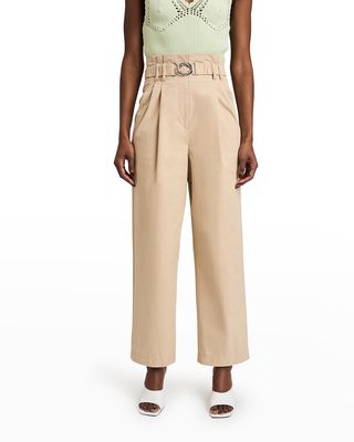 Atto Twill Belted Paper Bag Pants
