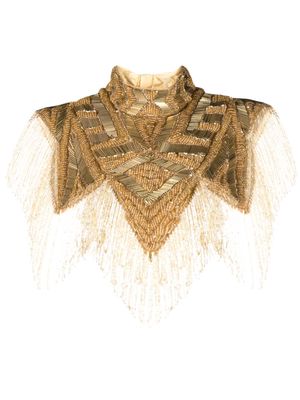 Atu Body Couture bead-embellished fringed cape top - Gold