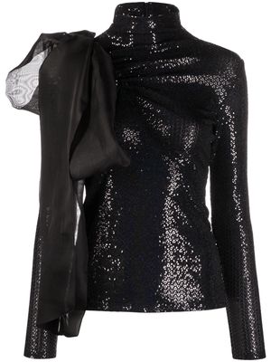 Atu Body Couture bow-detail sequinned top - Black
