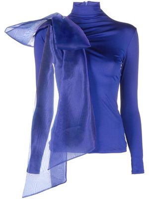 Atu Body Couture bow-detail turtle neck top - Blue