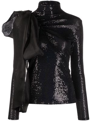 Atu Body Couture bow-embellished sequinned top - Black