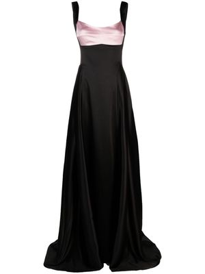 Atu Body Couture colourblock satin gown - Black