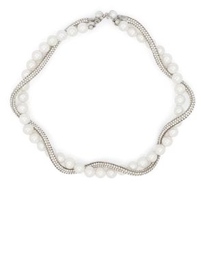 Atu Body Couture crystal-embellished pearl necklace - White