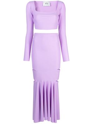 Atu Body Couture cut-out pleated maxi skirt - Purple