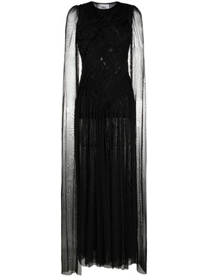 Atu Body Couture draped gathered mesh gown - Black
