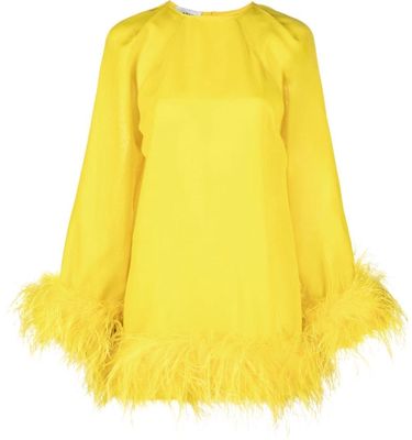 Atu Body Couture feather-trim minidress - Yellow