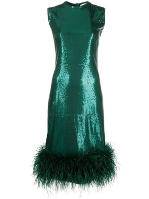 Atu Body Couture feather-trim sequin design dress - Green