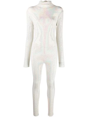 Atu Body Couture glitter-effect long-sleeved jumpsuit - White