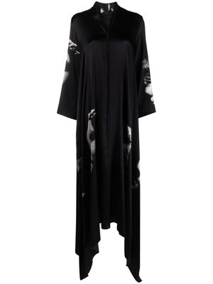 Atu Body Couture graphic-print silk maxi dress - Black