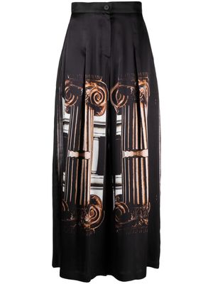 Atu Body Couture graphic-print silk palazzo trousers - Black