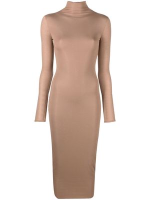 Atu Body Couture high-neck long-sleeve midi dress - Neutrals