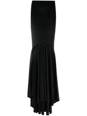 Atu Body Couture high-waisted fishtail maxi velvet skirt - Black