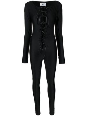 Atu Body Couture lace-up satin catsuit - Black