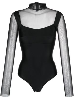 Atu Body Couture long sheer-sleeved bodysuit - Black