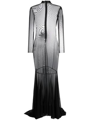 Atu Body Couture long-sleeve semi-sheer dress - Black