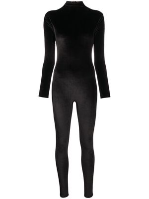 Atu Body Couture long-sleeve velvet jumpsuit - Black