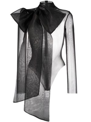 Atu Body Couture semi-sheer bow-detail bodysuit - Black