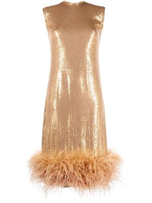 Atu Body Couture sequin-embellished feather-trim dress - Gold