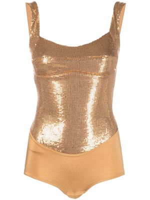Atu Body Couture sequin-embellished sleeveless top - Gold