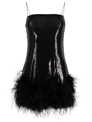 Atu Body Couture sequinned feather-trim mini dress - Black