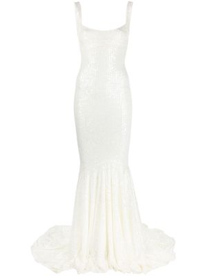 Atu Body Couture sequinned sleeveless mermaid gown - White