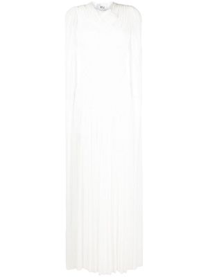 Atu Body Couture sheer-sleeves pleated gown - White