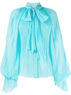 Atu Body Couture silk pussy-bow blouse - Blue