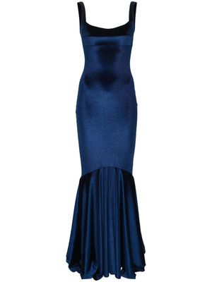 Atu Body Couture sleeveless velvet mermaid gown - Blue