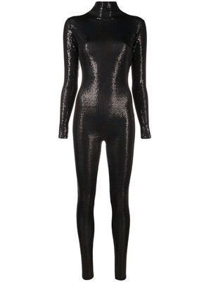 Atu Body Couture textured-effect long-sleeve jumpsuit - Black