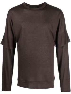 Atu Body Couture x Tessitura layered long-sleeved T-shirt - Brown