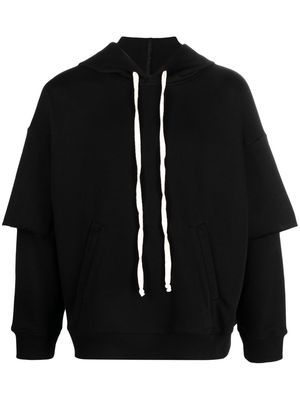 Atu Body Couture x Tessitura layered-look cotton hoodie - Black