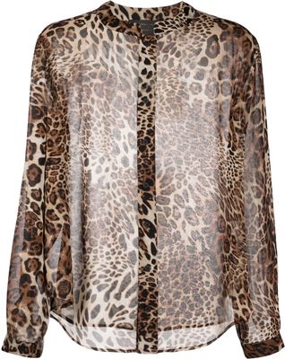 Atu Body Couture x Tessitura leopard-print semi-sheer shirt - Brown