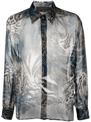 Atu Body Couture x Tessitura leopard-print silk shirt - Blue