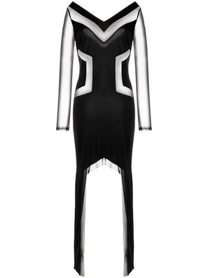 Atu Body Couture x Tessitura sheer-panelled asymmetric dress - Black