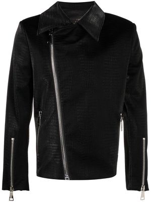 Atu Body Couture x Tessitura snakeskin-effect biker jacket - Black
