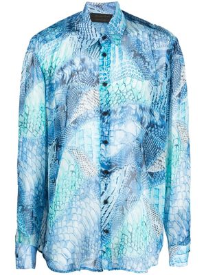 Atu Body Couture x Tessitura snakeskin-effect silk shirt - Blue