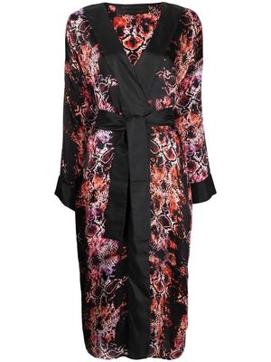 Atu Body Couture x Tessitura snakeskin-print silk robe - Black
