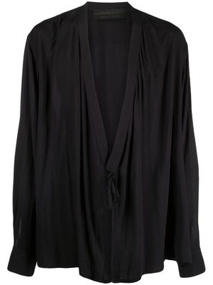 Atu Body Couture x Tessitura V-neck wrap shirt - Black