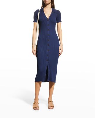 Atwell Ribbed Button-Down Midi Dress