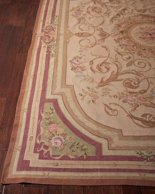 Aubusson Hand-Knotted Luminous Gold Rug, 9' x 12'