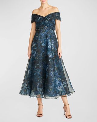 Auden Floral-Print Off-Shoulder Midi Dress