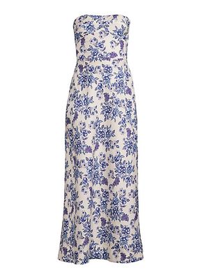 Audette Floral Linen Maxi Dress