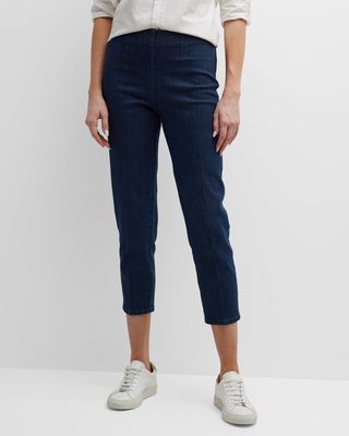 Audrey Denim Tapered-Leg Crop Iconic Trousers