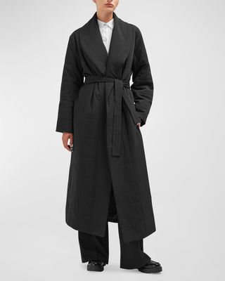 August Quilted Twill Wrap Coat