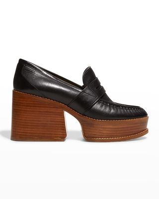 Augusta Calfskin Heeled Penny Loafers