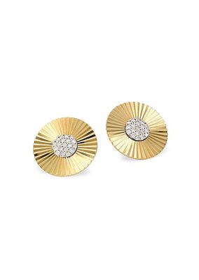Aura 14K Yellow Gold & Diamond Large Stud Earrings