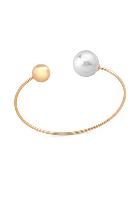 Aura 18K Gold-Plated 14MM White Pearl Bangle