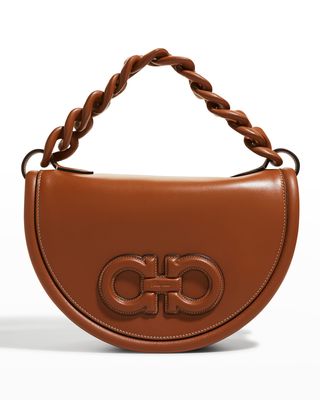 Aura Gancini Twisted Leather Top-Handle Bag