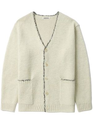 Auralee contrasting-trim knitted cardigan - Neutrals